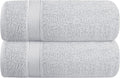 Elvana Home Cotton 2 Pack Oversized Bath Towel Set 28x55 inches, Large Bath Towels, Ultra Absorbant Compact Quickdry & Lightweight Towel, Ideal for Gym Travel Camp Pool - Light Grey