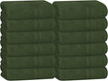 BOUTIQUO Ultra Soft Cotton Washcloths, Contains 12 Piece Face Cloths 12x12 inch, Ideal for Everyday use Face Towels, Compact & Lightweight Multi Purpose Washcloths - Olive Green