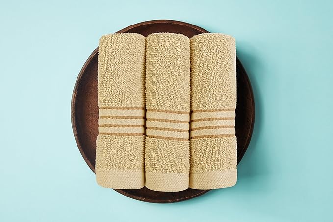 Utopia Towels 8 Piece Premium Towel Set, 2 Bath, 2 Hand, and 4 Washcloths, 100% Ring Spun Cotton, Highly Absorbent Towels for Bathroom, Sports, and Hotel, Beige
