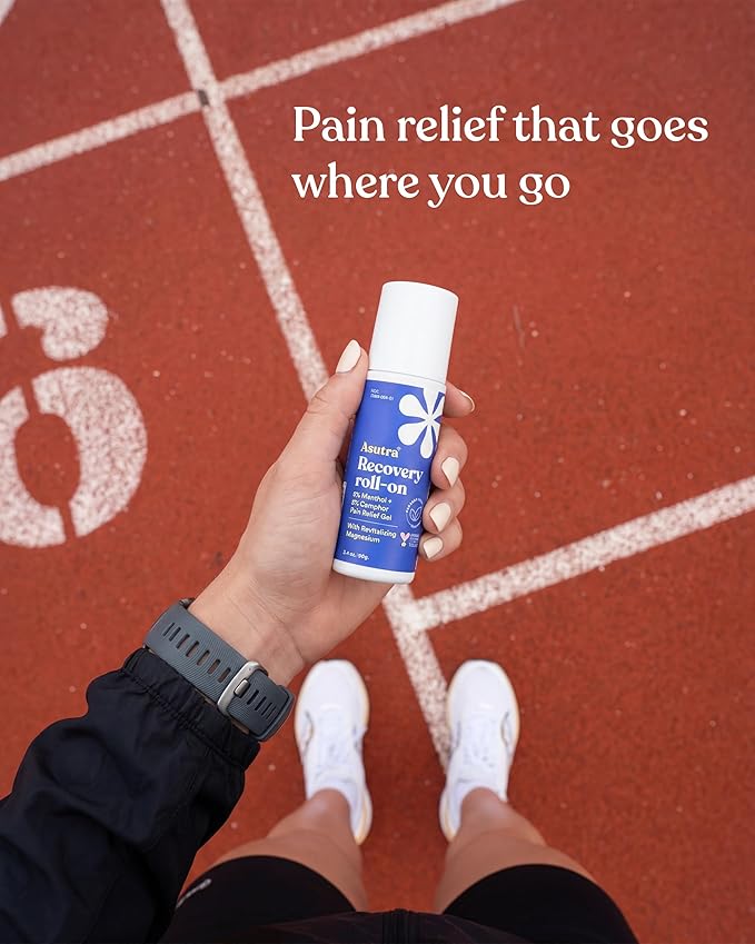 ASUTRA Recovery Roll-On Gel, 3.4 oz - Cooling and Warming Sensation, Temporary Relief from Muscle Discomfort and Soreness, Mess-Free Applicator, Menthol, Camphor, and Premium-Quality Magnesium