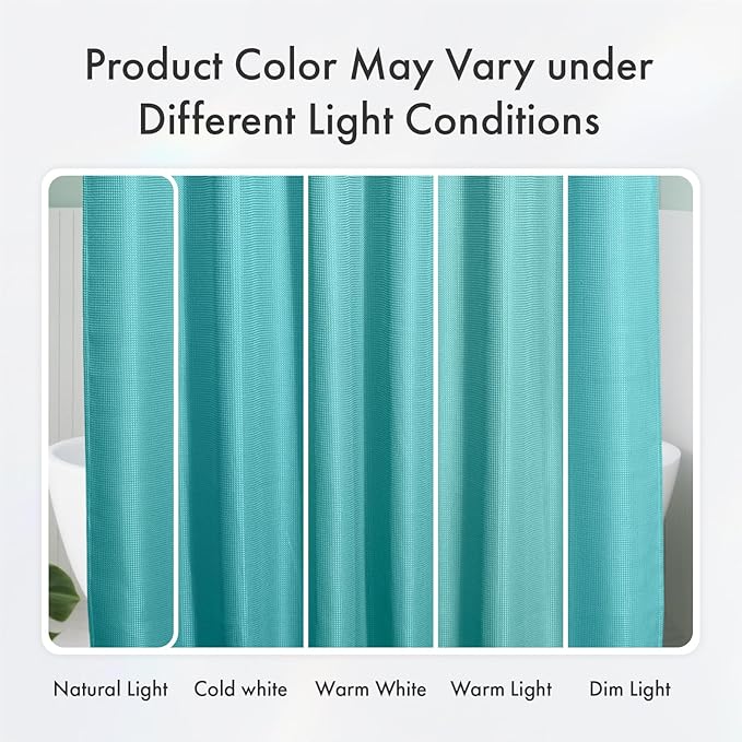 AmazerBath Teal Shower Curtain Waffle Textured, Turquoise Shower Curtains for Bathroom, Thick Fabric Heavy Duty 240GSM, Hotel Quality Bathroom Shower Curtains, Premium Polyester, 72 x 72 Inches