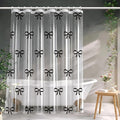 Clear Cute Black Bow Shower Curtain Liner, Plastic Transparent Girly Fancy Shower Curtain, Aesthetic Preppy Shower Curtain Bow Bathroom Decor for Women, 72x72 Shower Curtain Set with Magnets 12 Hooks