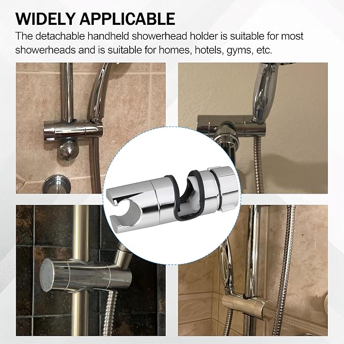 Adjustable Shower Head Holder for Slide Bar Universal 18-25MM O.D., Shower Head Holder Used for Replacing The Sliding Rod and Clamp in The Bathroom Replaceable 360 ° Rotating Spray Bracket