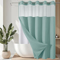 VANZAVANZU Hookless Shower Curtain with Mesh Top and Snap in Waterproof Liner, Waffle Weave, Weighted Magnets Hem, Machine Washable, 72 x 75 Inches – (Blue)