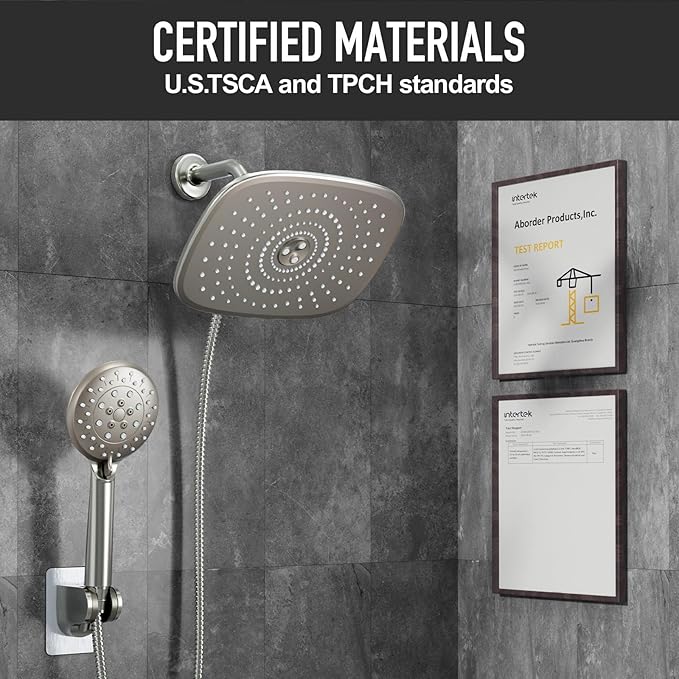 Veken 10'' Rain Shower Head with Handheld, High Pressure Rainfall Showerhead Combo with 5 Handheld Water Spray Modes for Bathroom Accessories, Home Decor, Detachable Dual Shower Heads, Brushed Nickel
