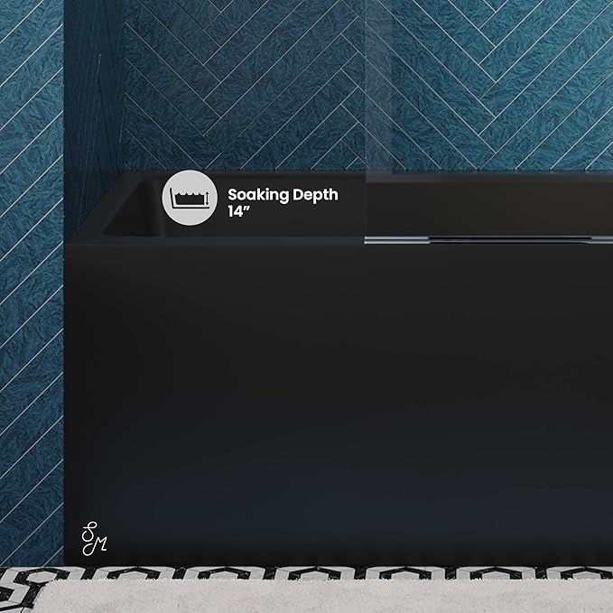 Voltaire 48" X 32" Left-Hand Drain Alcove Bathtub with Apron in Matte Black
