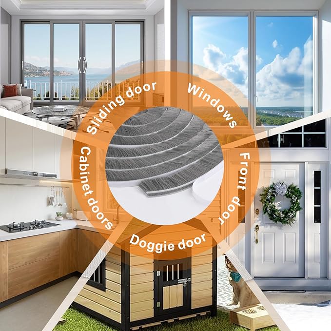 40FT Self-Adhesive Weather Stripping Seal for Door Frames and Sliding Windows, Weatherstripping for Soundproofing, Dustproof, Window Insulation for Winter, 0.35'' Wide x 0.35'' Thick, Black