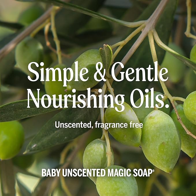 Dr. Bronner's Pure-Castile Liquid Magic Soap Bottle & Refill Carton - Made with Regenerative Organic Certified Oils- 18-in-1 Uses for Face, Body Wash, Hand Soap Refill- Baby Unscented, 32 oz