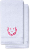 Decorative and Monogrammed Hand Towels for Bathroom Kitchen Makeup | Personalized Gift for Wedding-Bridal | Roman Font Custom Luxury Turkish Towel | Spa Collection, Oversized, 16 X 30 Inch, Set of 2
