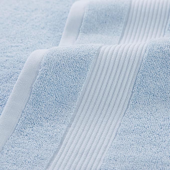Arkwright Bath Washcloths 12 Pack - Super Soft 100% Cotton, 600 GSM Quick Dry & Absorbent, Luxury Face & Body Wash Cloth Towels for Hotels, Spa, and Vacation Rentals, Misty Blue