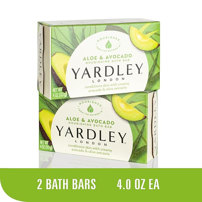 Yardley London Soap Bath Bar Bundle - 10 Bars: English Lavender, Oatmeal and Almond, Aloe and Avocado, Cocoa Butter, Lemon Verbena 4 Ounce Bars (Pack of 10, Two of each)