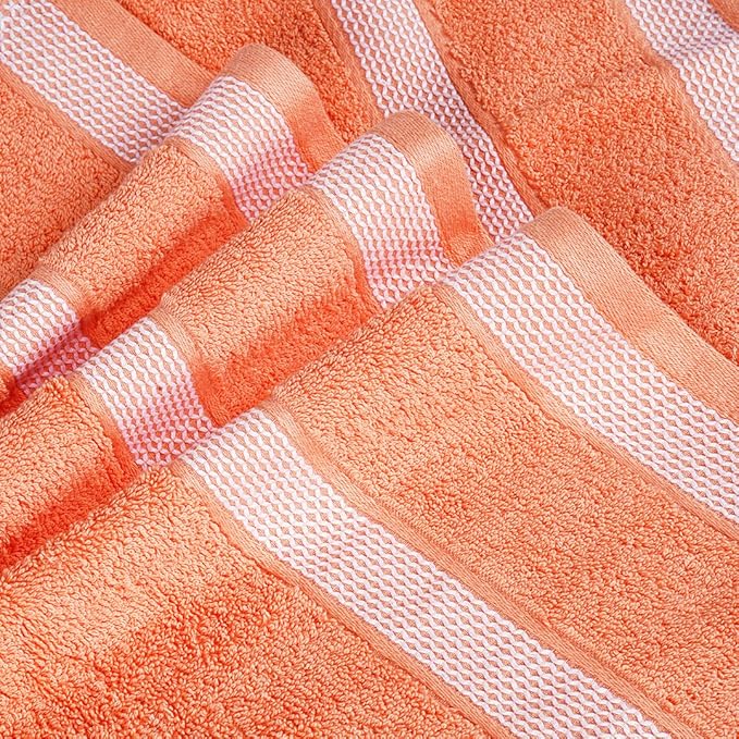 CASA COPENHAGEN Solitaire 6 Pieces Towel Set- Malibu Peach, 600 GSM 2 Bath Towel 2 Hand Towel 2 Washcloth, Designed in Denmark Made of Soft Egyptian Cotton for Bathroom, Kitchen & Shower