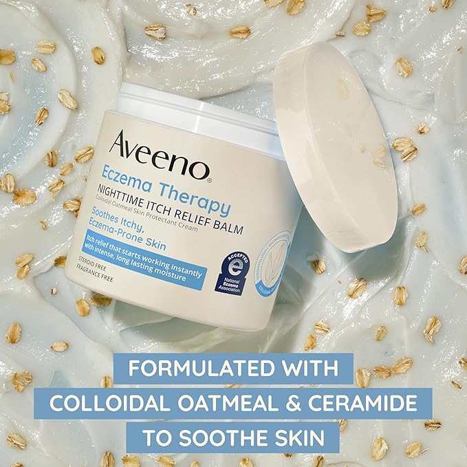 Aveeno Eczema Therapy Itch Relief Balm with Colloidal Oatmeal & Ceramide for Dry Itchy Skin, Non-Greasy, Steroid-, Fragrance- & Paraben-Free Moisturizing Skin Protectant Cream, 11 oz