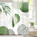 Green Boho Shower Curtain 72Wx72H Mid Century Modern Abstract Gold Olive Tropical Palm Leaves Plant Geometric Bathroom Decor Minimalist Bohemian Bath Curtain Fabric Polyester 12 Pack Hooks