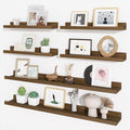 Axeman Picture Ledge Shelf, Floating Shelves for Decor Storage Set of 6, 36 inch Floating Wall Mounted Shelves, Wall Shelves with Lip for Living Room, Bedroom, Nursery, Bathroom, Kitchen, Walnut