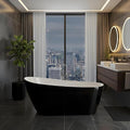 Freestanding Bathtubs 67 inch Acrylic Stand Alone Tub – Black Exterior White Interior, Chrome Drain, Deep Ergonomic Oval Soaking Tub, Modern Freestanding Tub for Bathroom, Family Use