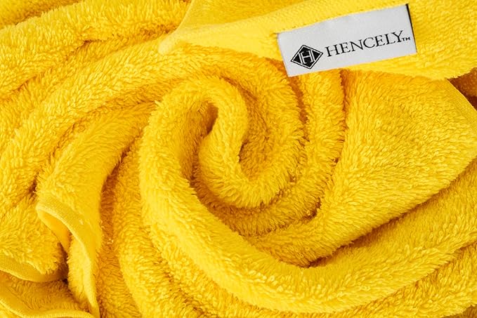 Hencely Premium Bath Towel Set of 4-28x58 Inches - High Absorbency, Quick Drying - 100% Soft Turkish Cotton Towels - Ideal for Home, Bathroom, Hotel, Spa, and Gym - Yellow