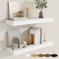fuqing Floating Shelves for Wall, Wall Mounted Wood Floating Shelf with Invisible Brackets for Living Room, Bathroom, Bedroom, Kitchen Storage and Decor, 24 Inch Set of 2, White