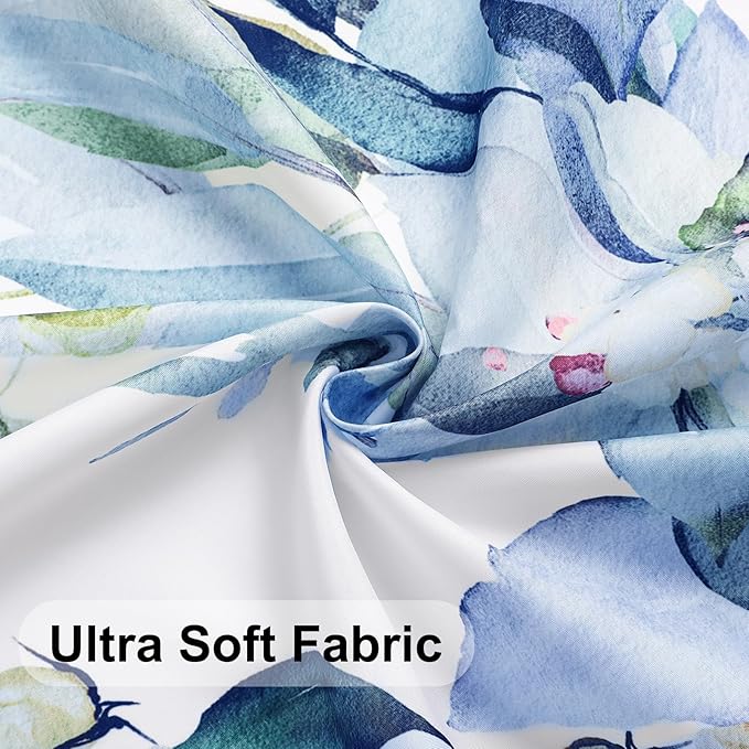 Colorful Star Blue Eucalyptus Waterproof Shower Curtain Set with Hooks, Minimalist Watercolor Floral Print Bathroom Décor, Plant Leaves Washable Fabric Shower Curtain, 72 x 72 Inch