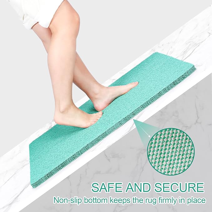 Joyhalo Shower Mats for Showers Anti Slip for Elderly, 32'' x 24'' Non Slip Bath Mat for Inside Shower, Bath Tub Mats for Bathroom Non Slip for Shower, PVC Loofah Bathroom Mats, Aqua