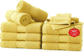 Ample Decor Wash Cloths Pack of 10, Oeko Tex Certified 600 GSM 100% Cotton Soft Absorbent, Premium Quality Durable Machine Washable, Ideal for Bathroom, Pool, Hotel, Spa – Yellow