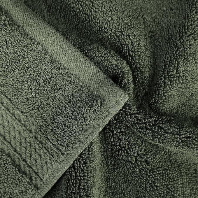 BLUENILEMILLS Madison Egyptian Cotton Towels, Towel Set for Bathroom, Shower, Hotel, Plush, 800 GSM, Highly Absorbent and Ultra-Soft Towels, Bath Essentials, 8 Piece Assorted Towel Set, Forest Green