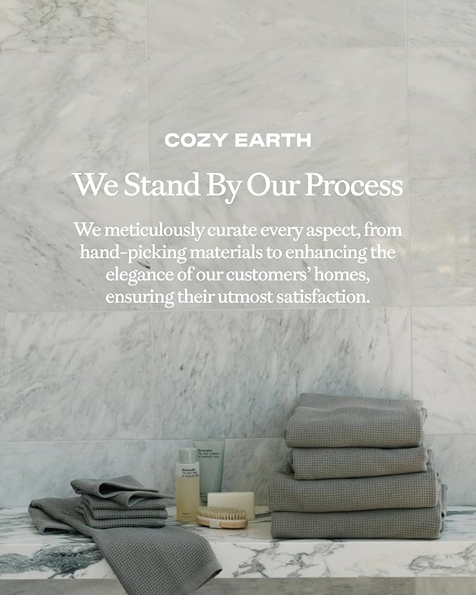 Cozy Earth Waffle Washcloths - 60% Cotton 40% Viscose from Bamboo Washcloths 13 x 13 Inches - Soft & Absorbent Terry, Reversible Mini Textured Waffle & Weave Pattern - 4 Pack