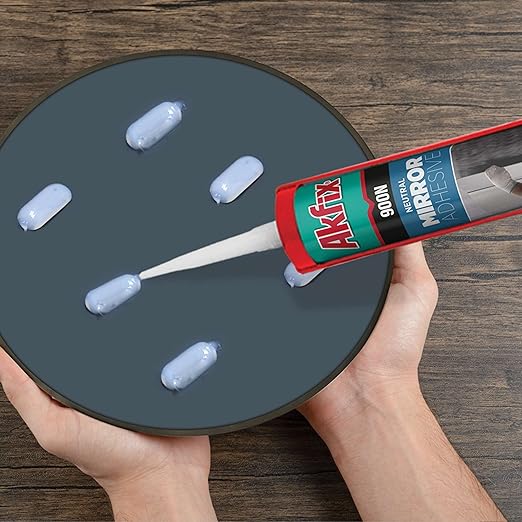 Akfix 900N Clear 100% Silicone Adhesive for Mirror (12x10.5 fl.oz.) - Solvent-Free Mirror Adhesive, Low Odor, Non-Corrosive, Durable, Fast Curing, Paintable, Flexible Silicone Caulk | Clear, 12 Pack