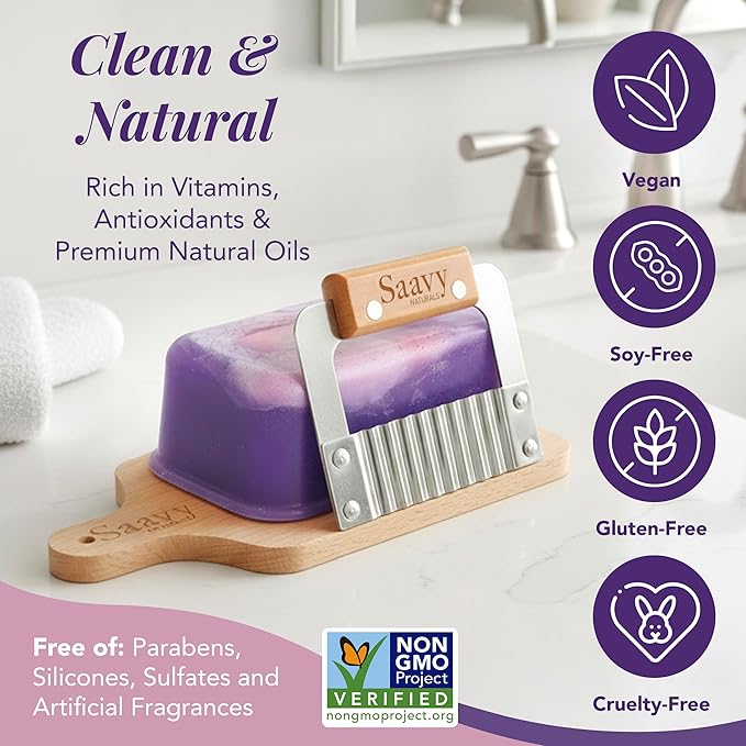 Saavy Naturals Natural Soap Bar Plumeria Violet- Plant-Based Ingredients (1LB)