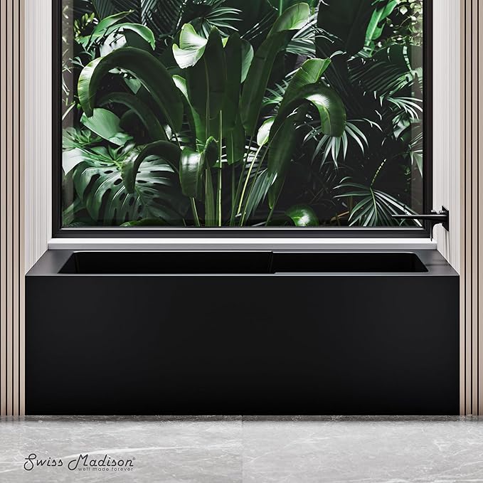 Voltaire 54 in. x 30 in. Acrylic Matte Black, Alcove, Integral, Right-Hand Drain, Apron Bathtub