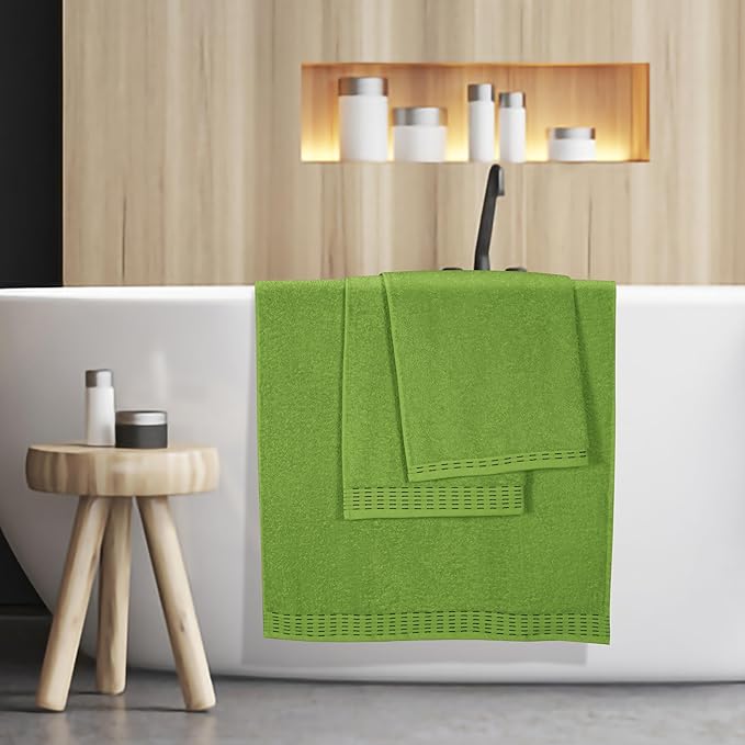 Cotton 2 Pack Oversized Bath Towel Set 28x55 inches, Large Bath Towels, Ultra Absorbant Compact Quickdry & Lightweight Towel, Ideal for Gym Travel Camp Pool - Kiwi Green