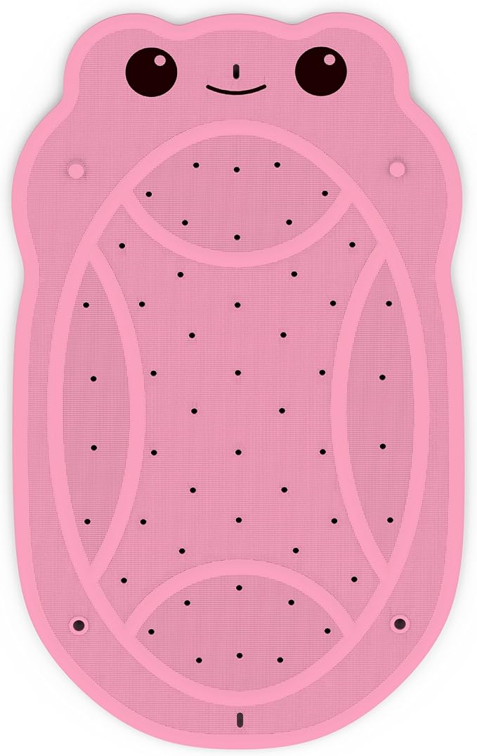 Bathtub Mat Non Slip, Shower Mat for Kids with Natural Rubber no Plastic Smells, Baby Bath Mat for Tub Non Slip with Strong Suction Cups, 30"x18", PVC-Free, Safe Comfortable Fun for Kids, Pink