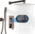 Longriver Shower Faucet Set with Hydro Power Temperature Display, Shower 12 Inch Shower Head with Handheld Spray, Wall Mounted Shower Fixtures with Shower Valve and Trim Kit, Oil Rubbed Bronze