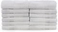 Eco Cotton Washcloths - White - Dobby Border - Set of 12