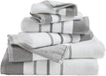 Decorative Bath Towel Set - Luxury Cotton 6 Piece Towel Set - 2 Bath Towels, 2 Hand Towels, 2 Washcloths - Luxurious, Ultra-Soft, Durable Towels for Bathroom Decor (Dark Grey / Light Grey)