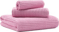 New Microfiber Waffle Bath Towels, 3 Pieces, Oversized, Soft, Absorbent, Fast Drying, Lint Free, Includes Bath, Face and Hand Towels