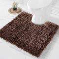 Yimobra Toilet Rugs U Shaped Washable, Extra Thick Soft Absorbent Chenille Contour Bathroom Rugs for Toilet 24x24 Inch, Quick Dry Non Slip Toilet Mat for Bath Floor, Brown