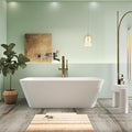 67" Premium Solid Surface Stone Resin Freestanding Bathtub, Matte White Stand Alone Soaking Tubs with Overflow and Pop-up Drain