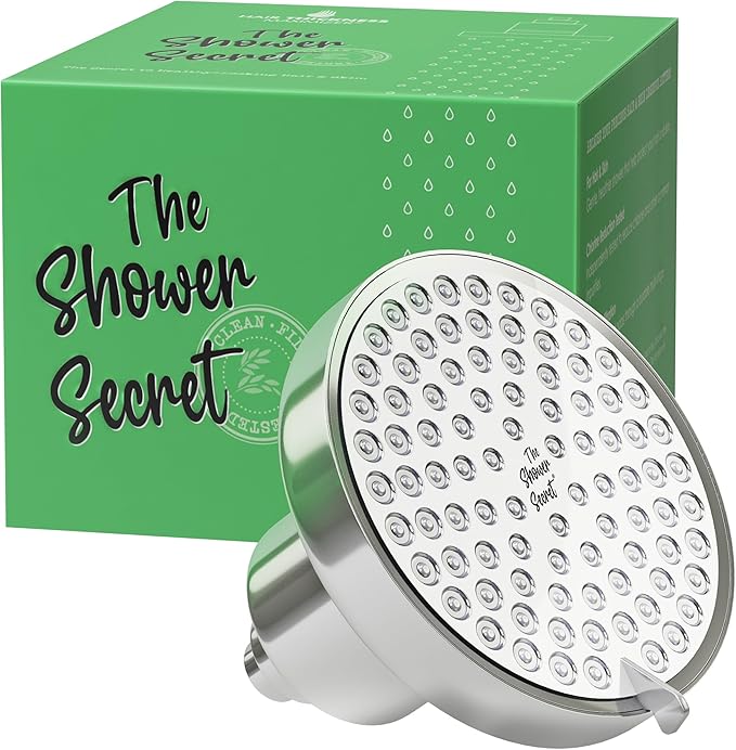 Lab Tested Chlorine Reducing Filtered Shower Head For Improved Hair & Skin. Great For Dry Itchy Skin, Dandruff, Eczema. Multi Stage Calcium Sulfite Filter. 7 Spray Spa Setting. Filter For Hard Water