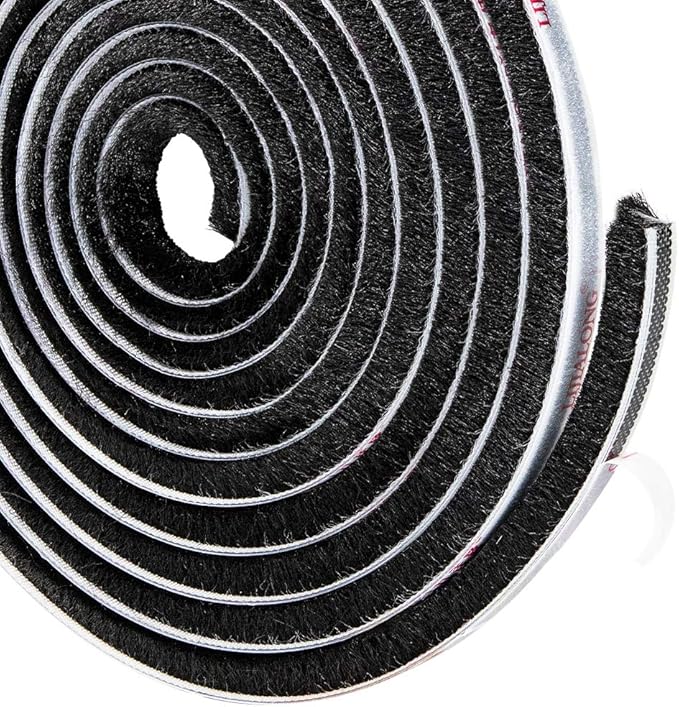 TORRAMI Brush Weather Stripping 11/32 inch x 11/32 inch x 16 ft Seal and Sound Proofing for Patio, Double, Sliding Doors Frame with High Density Felt, Black