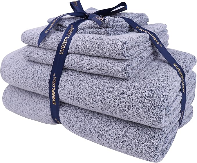 Everplush Diamond Collection 6-Piece Bath Sheet Towel Set, Soft Plush Jacquard Luxury Bath Towels,Highly Absorbent & Fast-Drying Luxury Towels Sets for Bathroom,Shower, or Spa(Dusk, Bath Sheet 6PK)