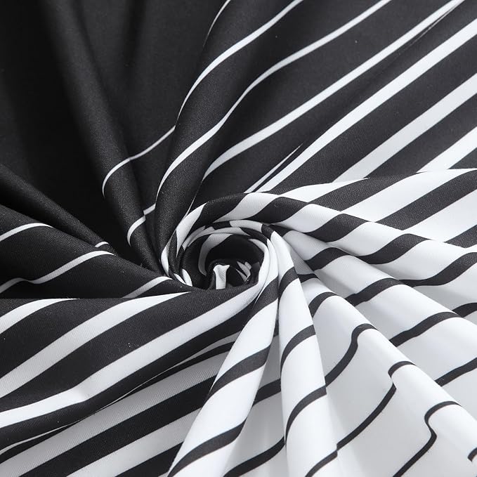 Black Shower Curtain, Modern Black and White Gradient Horizontal Stripe Waterproof Polyester Shower Curtains for Bathroom, 72x72 Inches