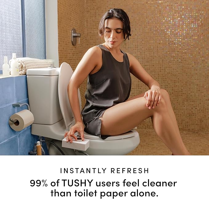 TUSHY Classic 3.0 Bidet | Slim Universal Toilet Seat Attachment. Simple Install <10 Minutes. Non-Electric Self Cleaning Water Sprayer with Adjustable Pressure Nozzle and Angle Control (Biscuit/Bamboo)