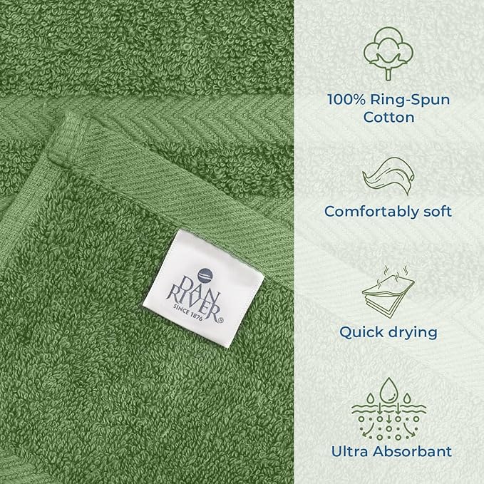 DAN RIVER 2 Pack Luxury Bath Sheets 35x70, 600 GSM, Soft & Quick Dry 100% Ring Spun Cotton Towels Ideal for Hotels, Spas, Gyms & Salons Extra Large, Sage Green
