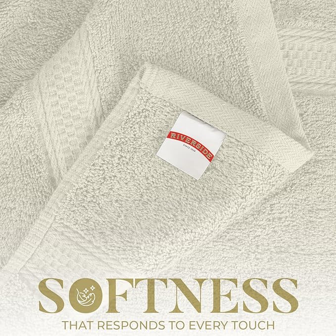 RIVERSIDE 100% Ring Spun Cotton Large Bath Towels Set of 4, 27 x 54 Inches – Quick Dry, Soft & Highly Absorbent Towels for Shower & Bathroom – Luxury 600 GSM Towels for Home, Spa, Gym, Cannoli Cream