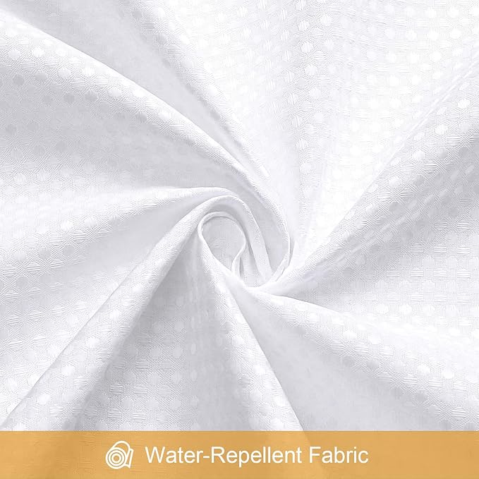 3 in 1 Extra Long Shower Curtain Set-72 W x 84 H, White Waffle and PEVA Liner Set with 12 Stainless Steel Hooks, Waterproof Fabric for Bathroom