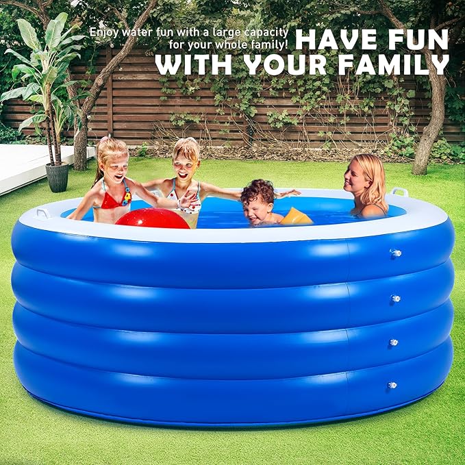 Biange Blow Up Pool, 72" X 30" Round Inflatable Swimming Pool, Kids Pool Inflatable, Kiddie Baby Swimming Pool for Backyard
