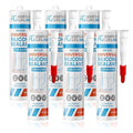 Adhesive Guru All Purpose Clear Silicone Sealant Waterproof (6 x 10.15 fl.oz.), 100% Silicone Caulk, Weatherproof & Flexible Adhesive Sealant for Indoor and Outdoor Use,Transparent - 6 Pack