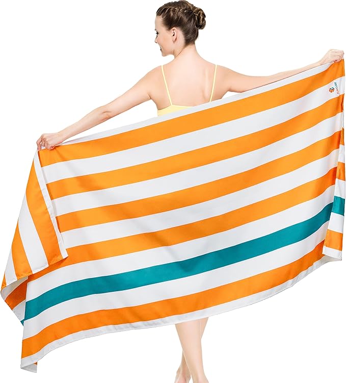 SUN CUBE Microfiber Beach Towel, Quick Dry Sand Free Beach Towel, Lightweight, Compact for Travel Swim Sports Camping, Packable Sand Resistant Towel Adult, Orange 60x30 Inches