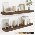 fuqing Floating Shelves for Wall, Wall Mounted Wood Floating Shelf with Invisible Brackets for Living Room, Bathroom, Bedroom, Kitchen Storage and Decor, 36 Inch Set of 2, Walnut